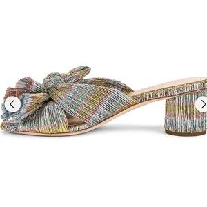 Loeffler Randall Emilia Pleated Knot Mules in Pastel Candy Stripe